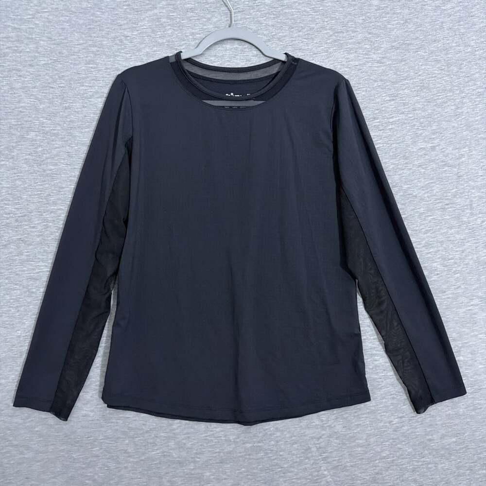 Ibkul Women's Size Large Gray Polyester Long Sleeve Mesh Panel Sun Shirt